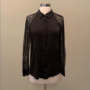 Equipment Quinn Silk Blouse with Lace Sleeves